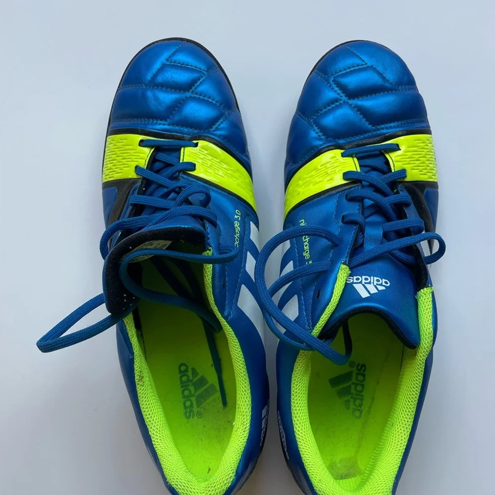 Adidas Vibrant Blue and Neon Yellow Cleats nitrocharge RUNNING shoes soccer